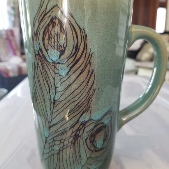Peacock Feather Artsy Coffee Tea Mug - Picture 10 of 10